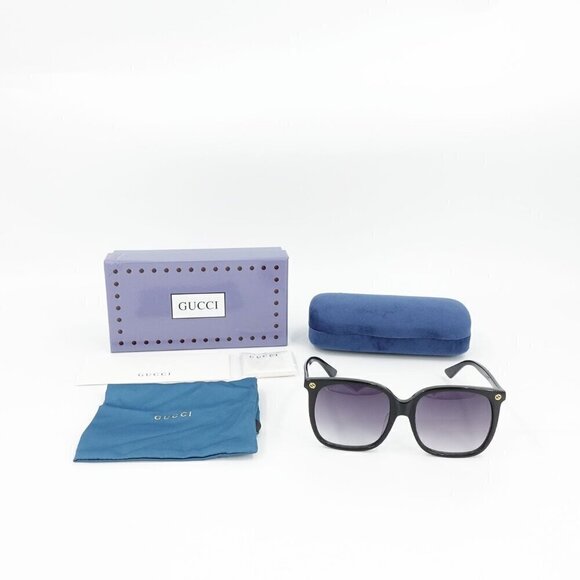 Gucci GG0022 Oversized Acetate Sunglasses Black Gray OS - Picture 2 of 16